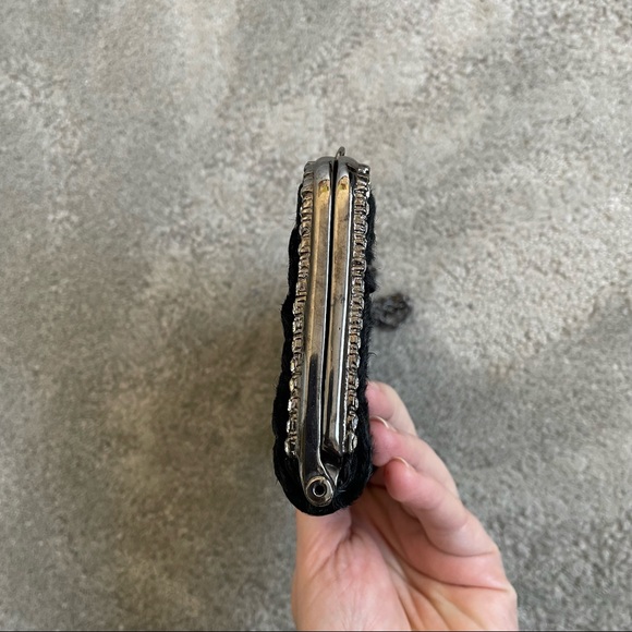 Clara Kasavina Black Fur Swarovski Crystal Embellished Evening Bag Clutch - Picture 5 of 11